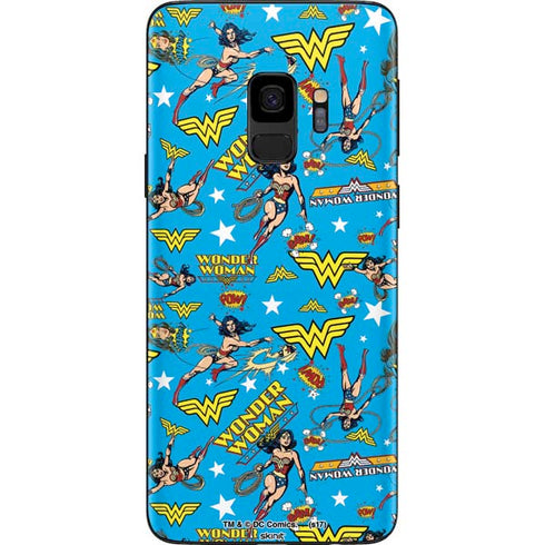 DC Comics Wonder Woman Action pose pattern Galaxy S9 Skin